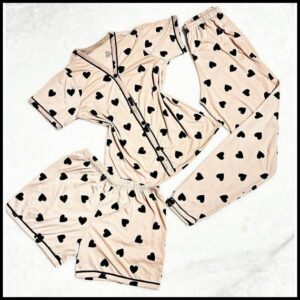 Kit Pijama Feminino 3 Peças Americano Camisa Botões + Calça + Short Conforto Malha Amamentação