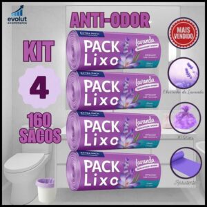 Kit 4 Rolos de Sacos de Lixo 10L – 160 Unidades | Neutraliza Odores | Ideal para Pia e Banheiro