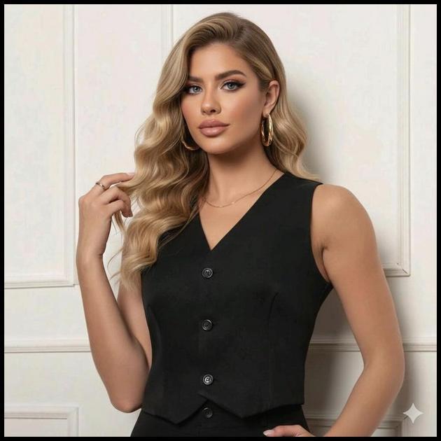 Colete de Alfaiataria Feminino Estilo Clássico e Moderno Tecido de Alta Qualidade