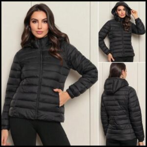 Jaqueta Puffer Feminino Casaco de Frio Impermeável Bobojaco Com Touca Removivel Intenso