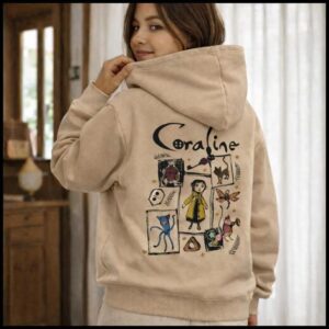 Moletom com Capuz Agasalho Estampado Cartoon Coraline Blusão Desenho Feminino Inverno Geek