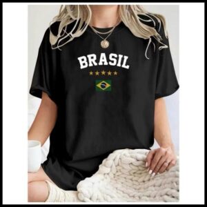 Camiseta Feminina 100% Algodão Premium Blusa Brasil Copa Mundo Confortável Envio Rápido