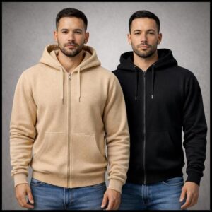 Kit 2 Moletons Ou Uma Uni Com Zíper E Capuz Bolso Jaqueta Casaco Blusa De Frio Masculina Flanelado