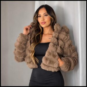 Jaqueta Puffer Feminina Dupla Face Cotele Casaco de Frio Confortável Peluciada