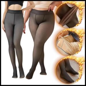 Meia-Calça Térmica Feminina Peluciada Translúcida Alta Elasticidade Super Quente Para Inverno