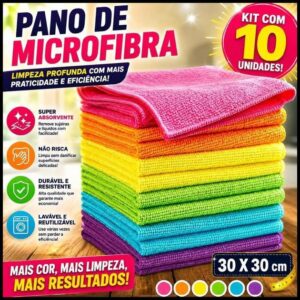 Pano de Microfibra Limpeza Alta Absorção Multiuso 30X30 Para Casa Carros Pia
