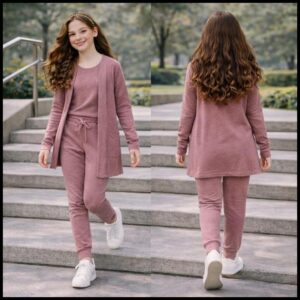 Conjunto Infantil Menina Lanzinha 3 peças Calça+Blusa+Cardigan ( 4 ao 16 anos ) Outono e Inverno