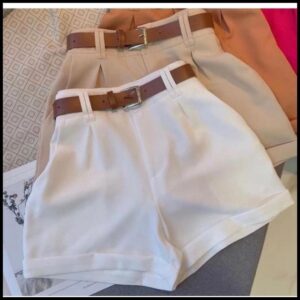 Short Alfaiataria Feminino Social Com Cinto Cintura Alta PROMOÇAO