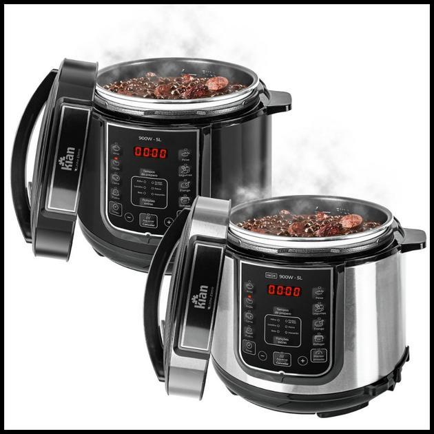 Panela de Pressão Elétrica Digital 6 Litros Preta ou Inox - Kian