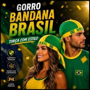Gorro Bandana Brasil Unissex Torcedor Copa Do Mundo Ajustável Adulto Infantil