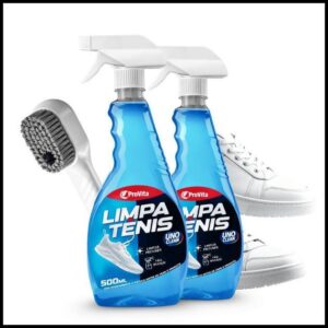 Kit 2 Limpa Tênis + Escova Spray Premium Espuma Provita 500ml Remove Sujeira Pesada Calçado Branco