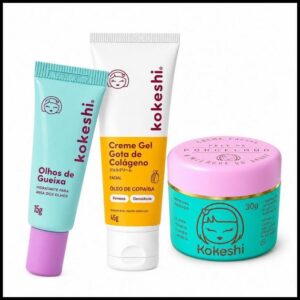 Kit Facial Kokeshi Completo 3 Passos Hidratação e Colágeno