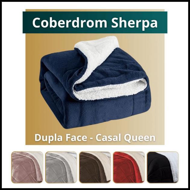 Coberdrom Sherpa Casal Queen Cobertor Edredom Manta Dupla Face Soft Felpudo Macio