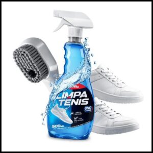 Kit Limpa Tênis + Escova Spray Premium Espuma de Limpeza Profunda Remove Manchas
