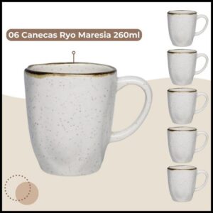 Jogo 6 Canecas Café Chá Ryo Maresia 260ml Oxford Porcelanas