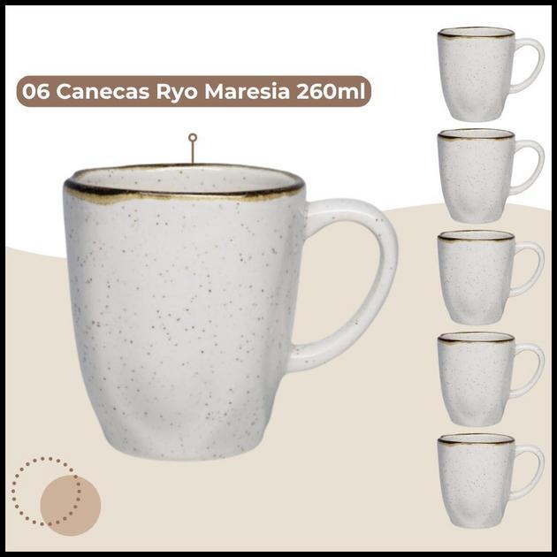 Jogo 6 Canecas Café Chá Ryo Maresia 260ml Oxford Porcelanas