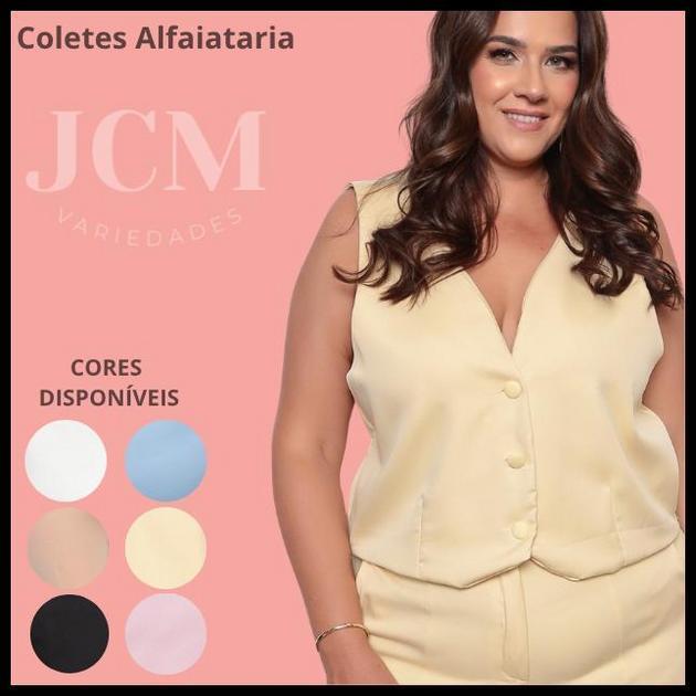 Colete Plus Size Feminino Alfa com Gola V e Estilo Social Elegante