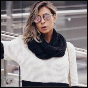 Cachecol Gola feminino tricot moda blogueira outono inverno Duas Voltas Tricô Unisex lenço