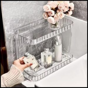 Organizador em Acrílico Multiuso com 2 Prateleiras Transparente Ideal para Maquiagem, Skincare,
