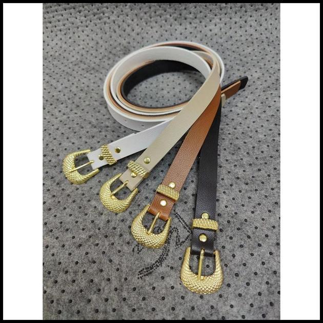 Cinto femenino com fivela dourada kit com 4 unidades