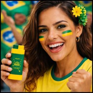 Stick Brasil Pinta Rosto Verde e Amarelo Miss Rosê Copa do Mundo