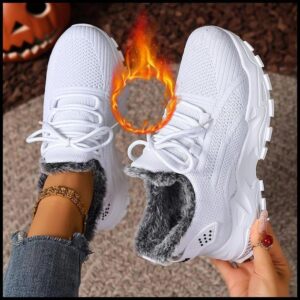 Botas de algodão quentes à prova de frio para mulheres de inverno, botas de neve espessadas com forro
