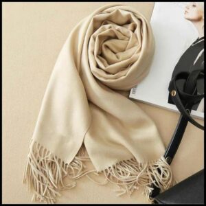Cachecol Lenço de caxemira outono e inverno xale feminino de cor sólida de borla de uso duplo espessado Com Franja