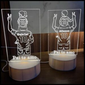 Presente Dia dos Pais Personalizado com Nome – Luminária LED Pai e Filho Futebol Criativa