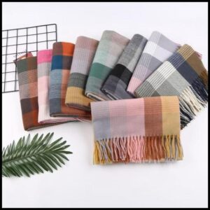 Xale retrô britânico de outono e inverno, cachecol de mistura de lã 160g, 180cm x 60cm