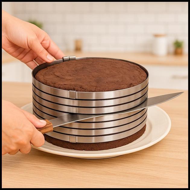 Molde P/ Bolo Ajustável Aço Inox Extensível Fatiador Camadas Prateado
