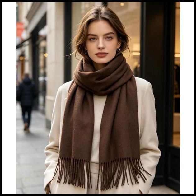 Cachecol Pashmina Lisa de Poliésterde150-230g com franjas unisex
