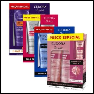 Eudora Siàge Kit Especial Shampoo + Condicionador Glow Expert Hair-Plastia Liso Intenso e Nutri Rose