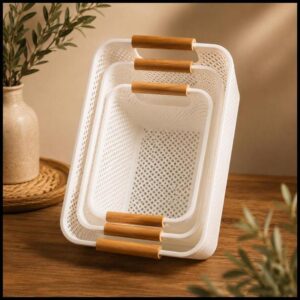 Kit de Organizadores Bambu Multiuso Organize Quarto Sala Cozinha Brinquedos e Armários lavanderia