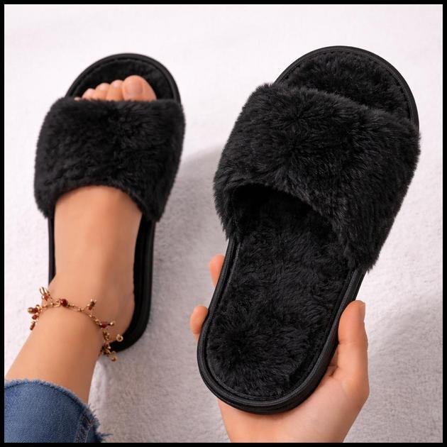 Pantufa feminina Aberta Em Pelúcia de Alta Qualidade