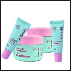 Super Kit Renovadores Faciais Kokeshi Hidratação Renovação 2 Cremes e Olhos de Gueixa