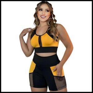 Conjunto academia short ciclista + top Roupa fitness academia malhação