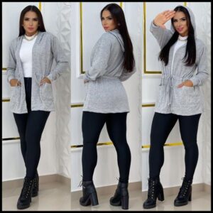 Cardigan Feminino Com Touca de Lãnzinha