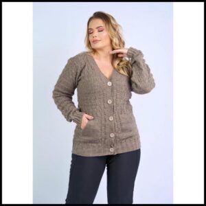 Casaco Cardigan Tricot Trico Botões Plus Size Inverno Sueter
