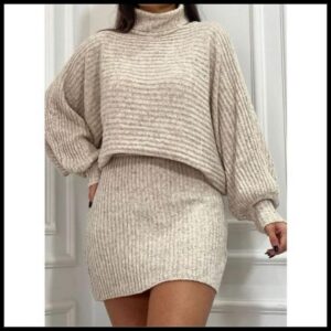 Conjunto Mousse Tricot Blusa E Saia veste até 42