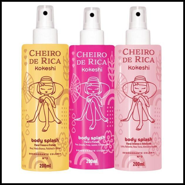 Kit 3 Body Splash Cheiro de Rica Kokeshi Floral 3x200ml