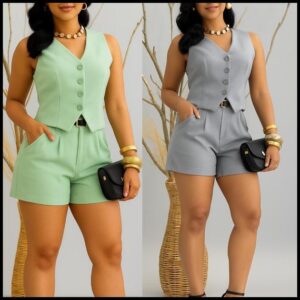 #@CONJUNTO VALENTINA,💕CONJUNTO FEMININO,SHORTS E COLETE SOCIAL MODA 2026🔥🔥