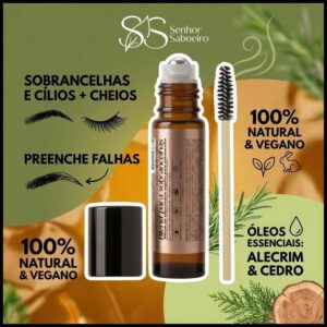 Blend Roll On Crescimento Sobrancelhas e Cílios com Rícino e Óleo Essencial Alecrim e Cedro 10mL