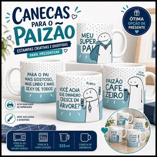 Caneca Personalizada Flork Presente Dia dos Pais Diversos Modelos Canecas Divertidas de Porcelana