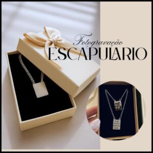 Escapulário Personalizado com Fotogravação | Presente Dia do Pai | Aço Inox Homenagem Parente