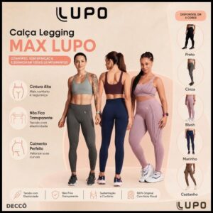 Calça Leg Legging Max Lupo Sport Tecnologia Sem Costura Seamless Dry para Treino de Alto Rendimento