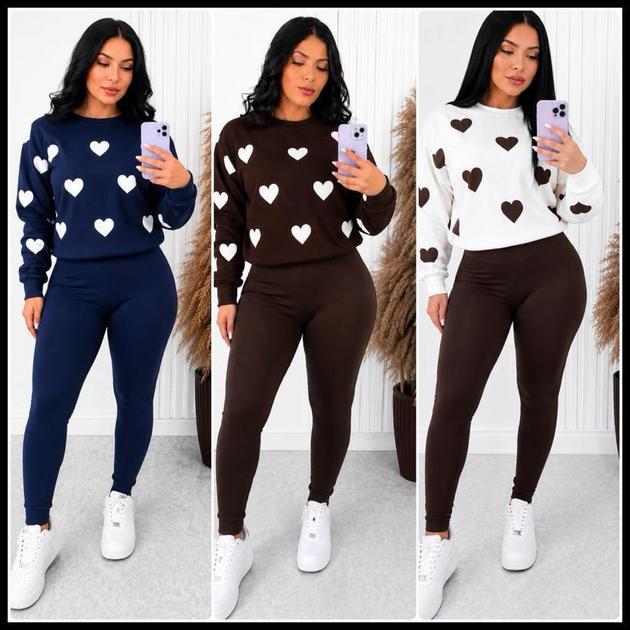 ❤️Conjunto Feminino Corações Moletom Flanelado + Calça Legging Peluciada com Pezinho | Super Quentinho |Cós altoo