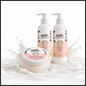 Kit Puro Leite Vaquinha - Sabonete, Esfoliante e Hidrante Corporal