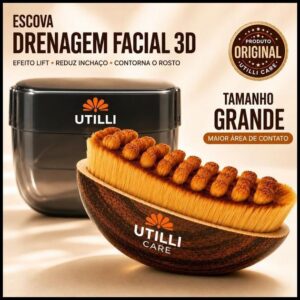 Escova Drenagem Facial 3d Reduz Inchaço Do Rosto Efeito Lift Marrom