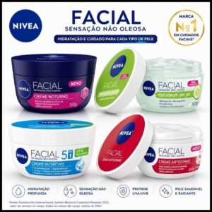 Creme Facial NIVEA 100g Hidratante Facial Pele Oleosa Antissinais Nutritivo Noturno e Clareador