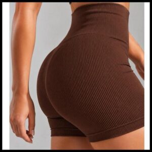 Short Fitness Canelado Feminino Sem Costura Zero Trasnparência Academia Premium